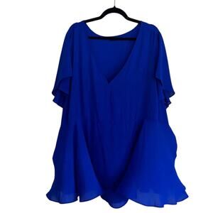 Torrid Harper Georgette Pullover Flutter Sleeve Blouse Royal Blue Size 5
